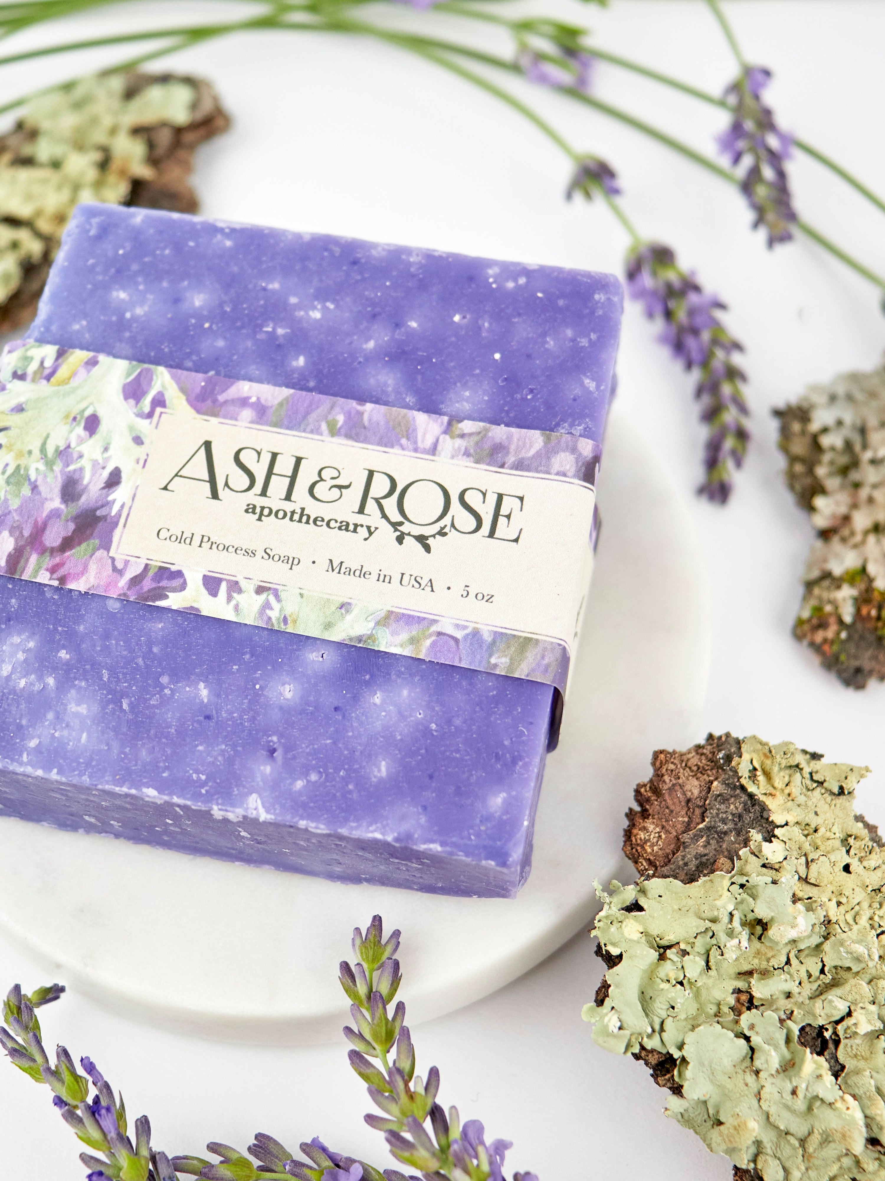 Ash &amp; Rose Bar Soap Lavender Oak Moss Soap Scrub Bar