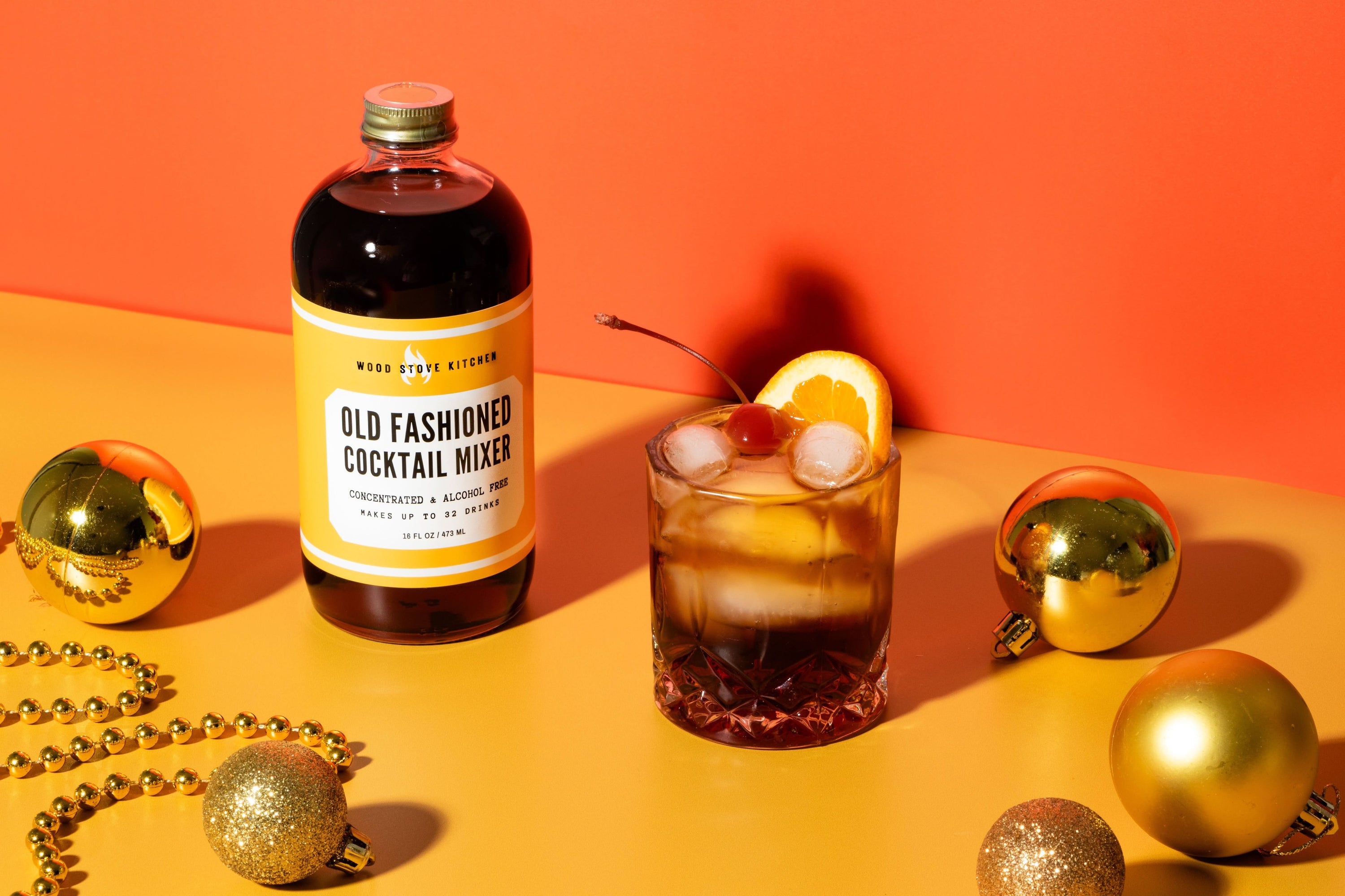 Wood Stove Kitchen Cocktail and Drink Mixers Old Fashioned Cocktail Syrup, 16 fl oz