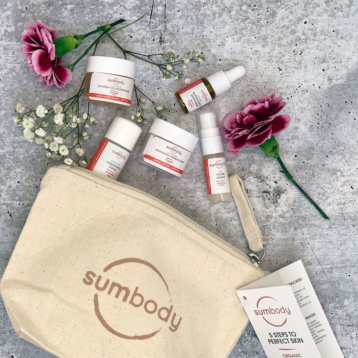Sumbody Skincare 5 Steps to Perfect Skin Organic Mini Kit
