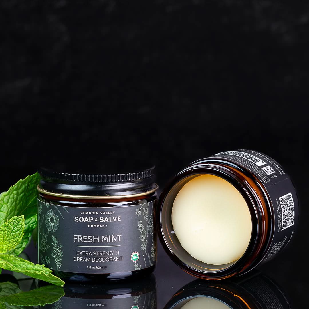 Chagrin Valley Soap &amp; Salve Deodorant 2 fl oz Jar Deodorant Cream: Extra Strength Fresh Mint
