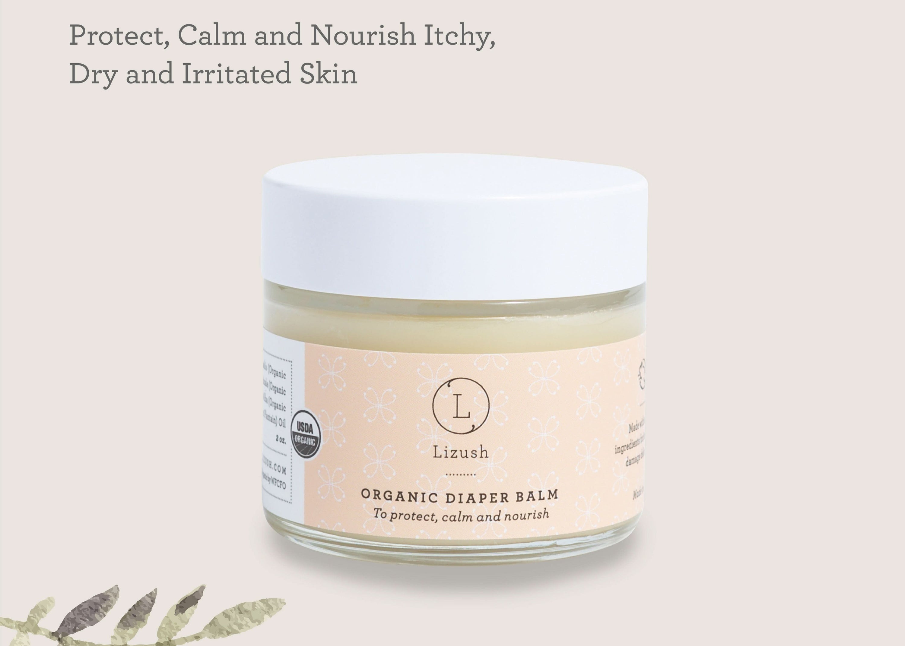 Lizush ORGANIC DIAPER BALM To protect, calm and nourish