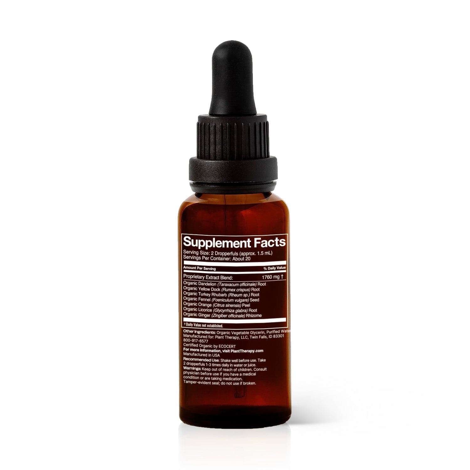 Plant Therapy Supplement 30 mL PoopEase Organic Herbal Supplement