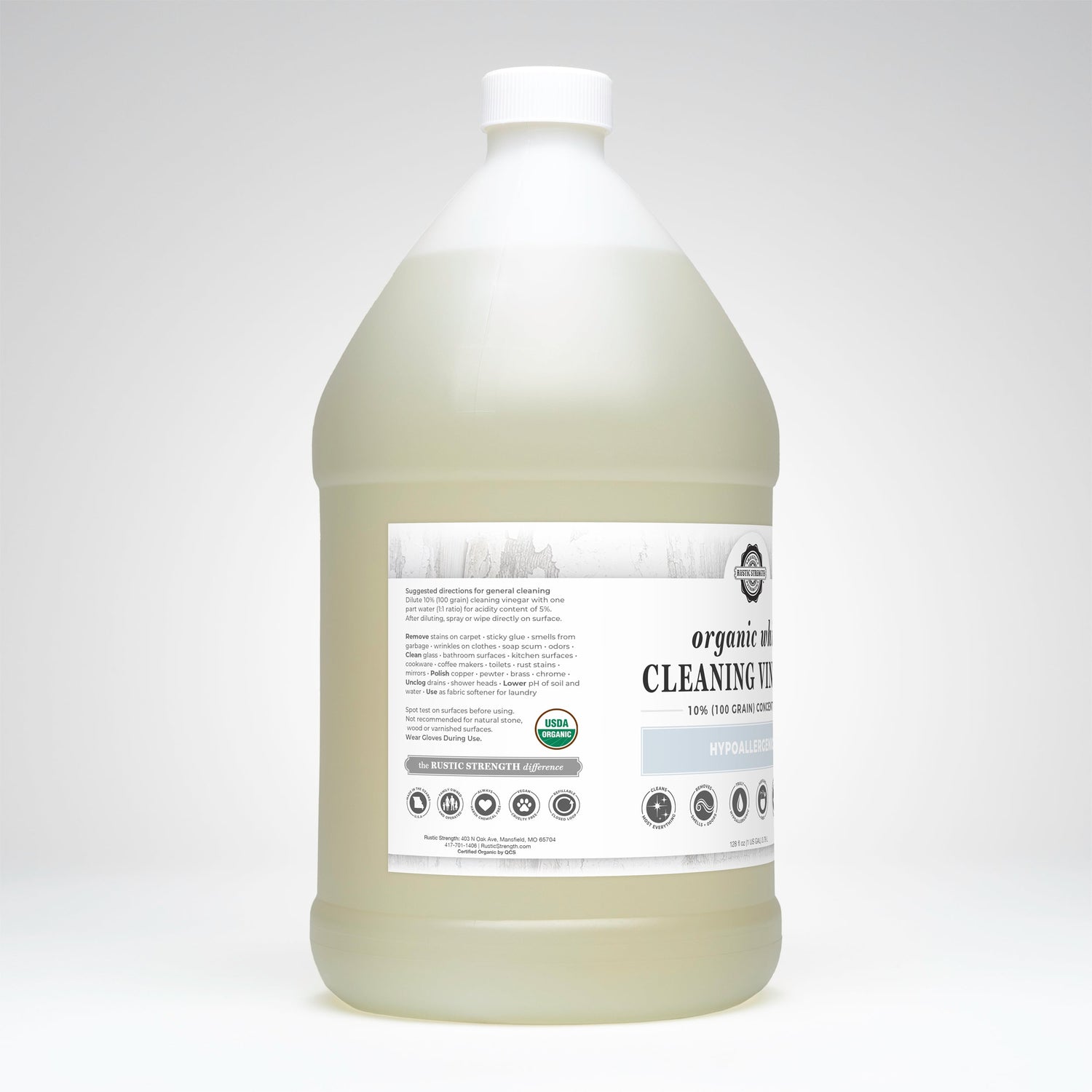 Organic White Cleaning Vinegar Concentrate | 10% (100 grain)