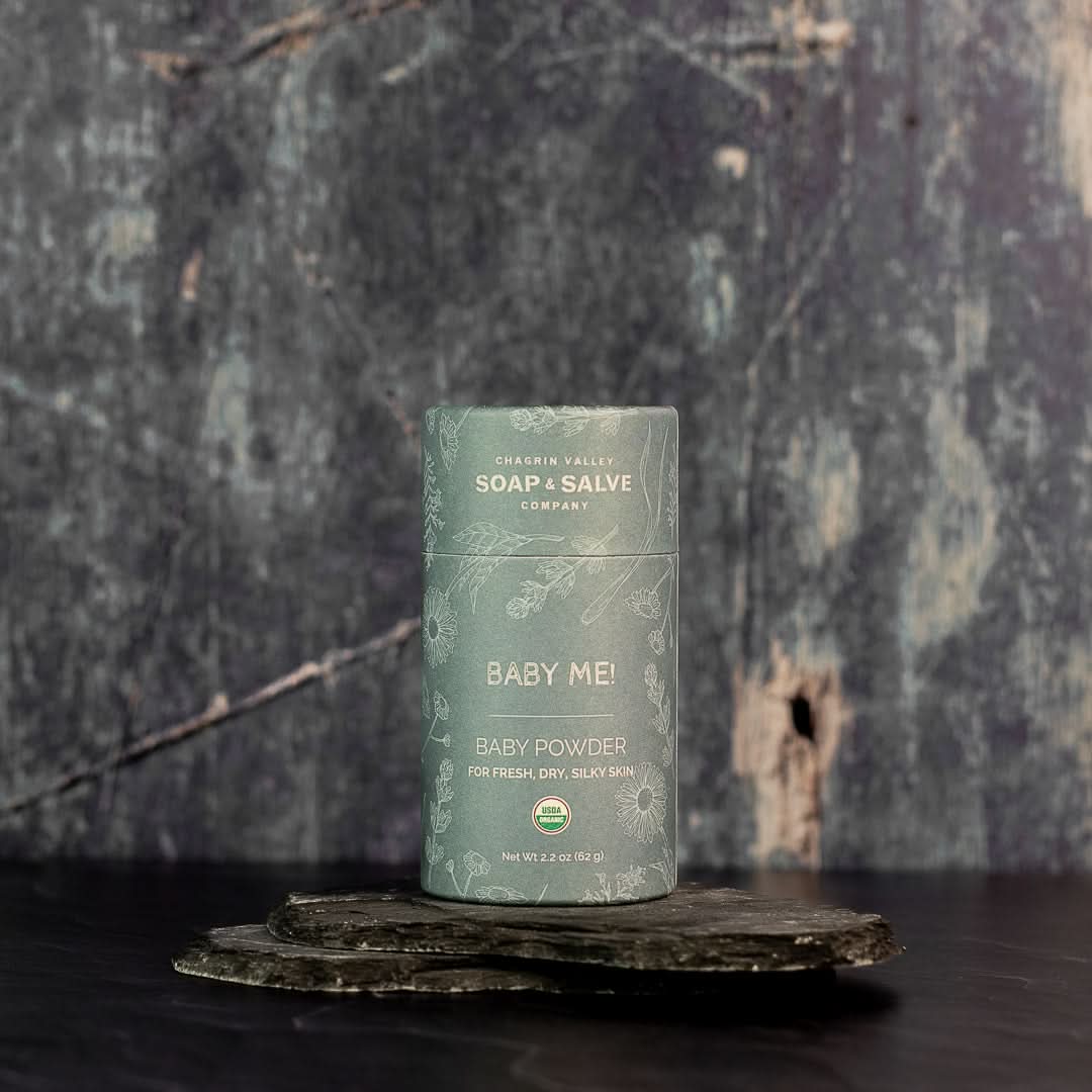 Chagrin Valley Soap &amp; Salve Baby Products Net Wt 2.2 oz Body Powder: Baby Me! Unscented Baby Powder
