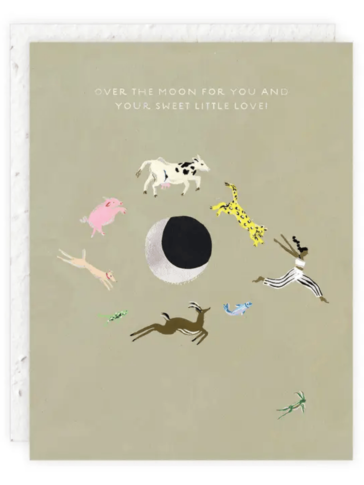 Ash &amp; Rose Greeting &amp; Note Cards Over the Moon - Seeded Baby Congratulations Card