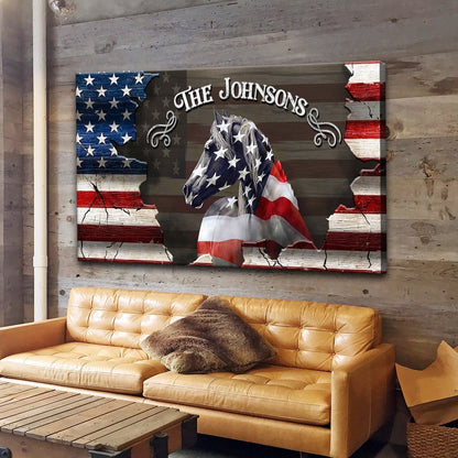 Tailored Canvases Canvas Family Name Sign - American Horse Wall Art