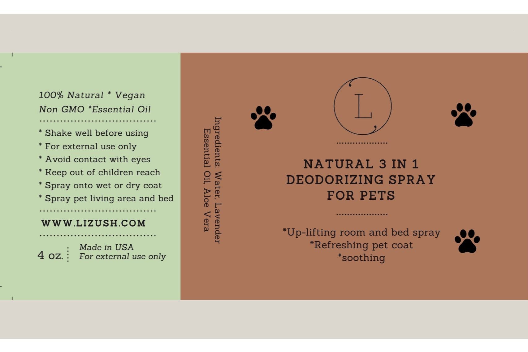 Lizush Health &amp; Beauty Natural Deodorizing spray for PETS
