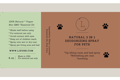 Lizush Health &amp; Beauty Natural Deodorizing spray for PETS