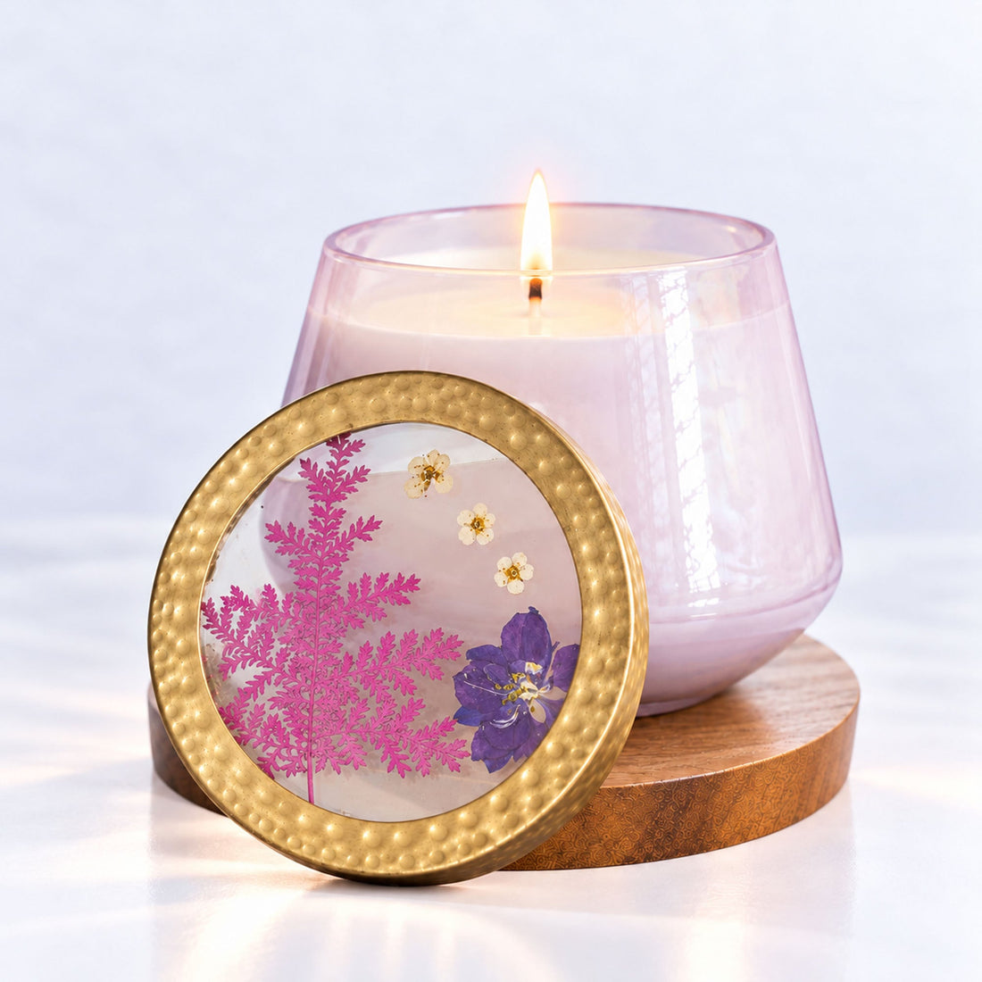 Accent Watercolor Pressed Floral Candle - Blackberry + Coconut
