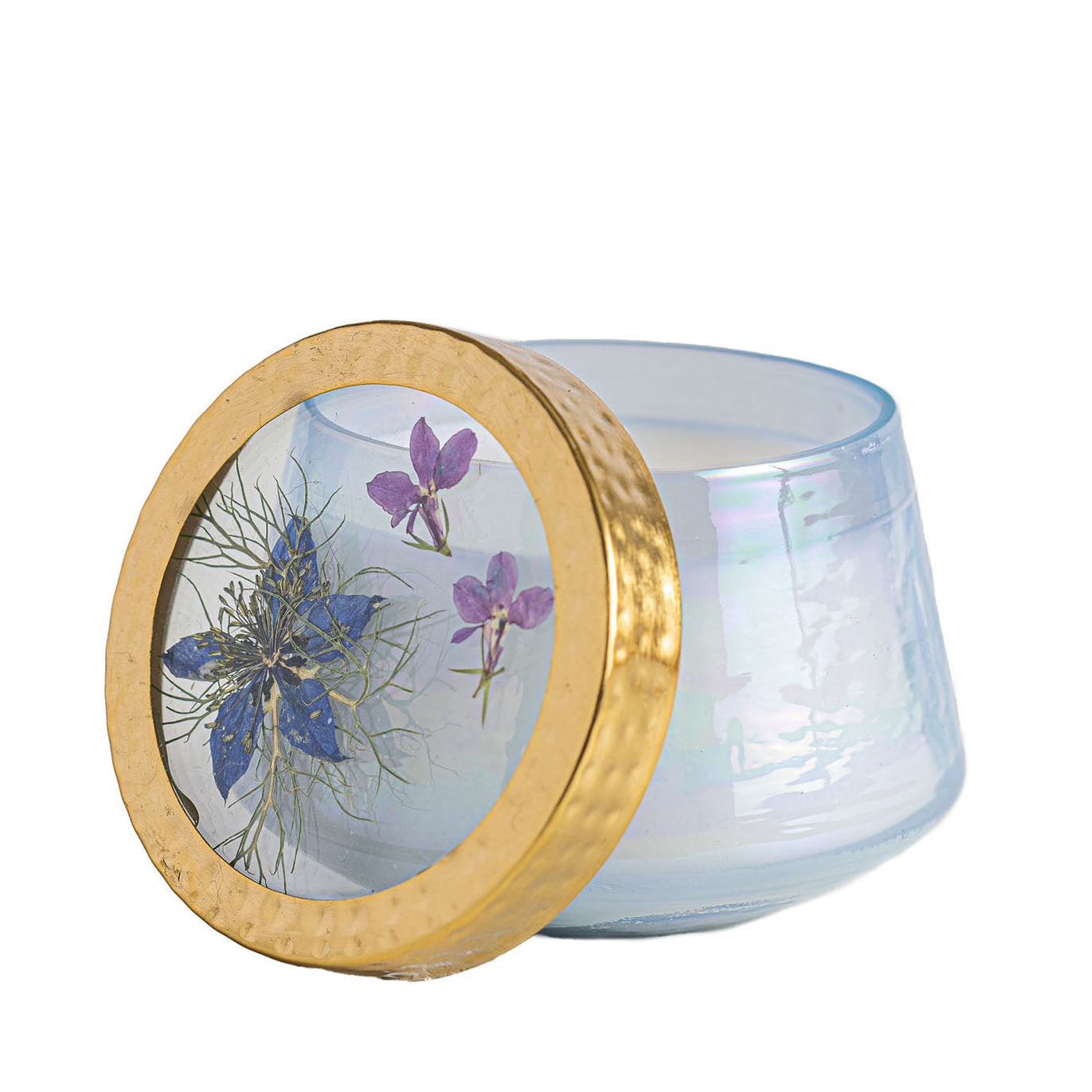 Accent Watercolor Pressed Floral Candle - Berry Fig