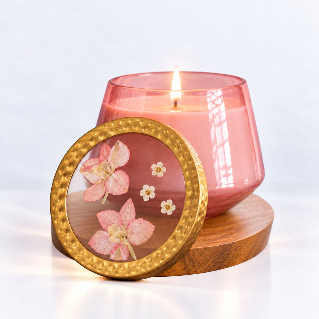 Accent Watercolor Pressed Floral Candle - Luna Flower