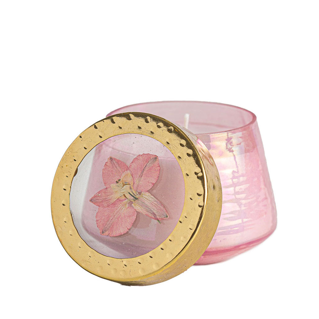 Petite Watercolor Pressed Floral Candle - Luna Flower