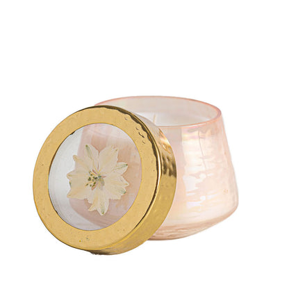 Petite Watercolor Pressed Floral Candle - Rose+ Oud