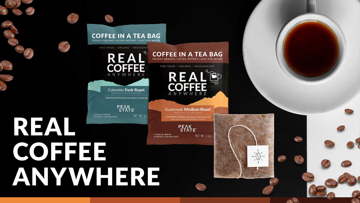 Wholesale Only - Peak State Steeped Coffee Singles - Medium Roast Guatemala (+Immunity) - 20 Case - My American Goods