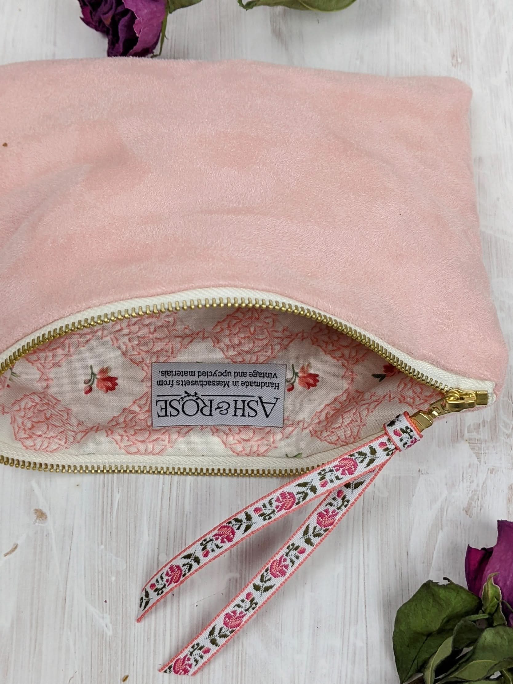 Ash &amp; Rose Pink Fleur Vegan Suede Clutch Purse