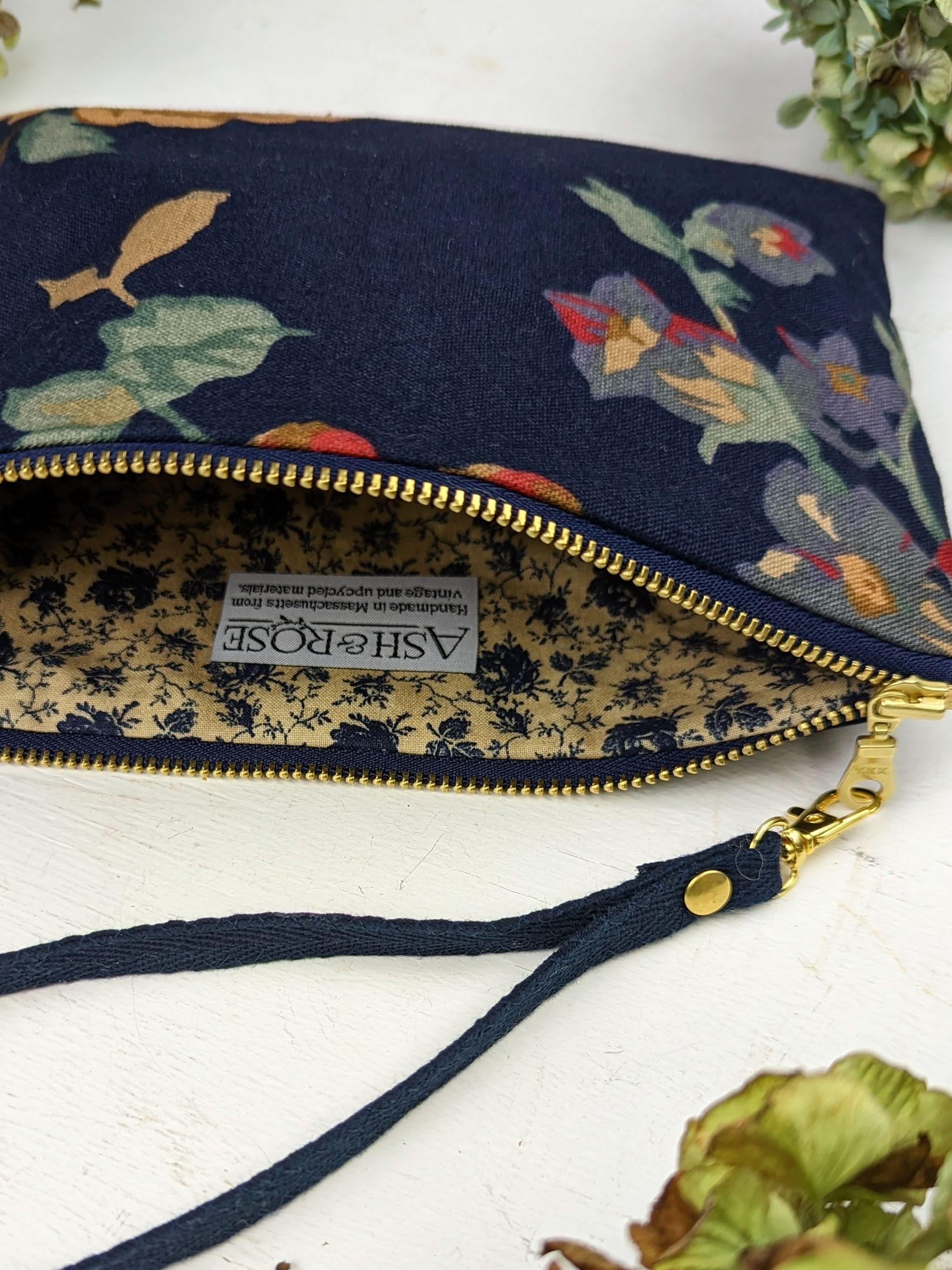 Ash &amp; Rose Classic Navy Rose Purse