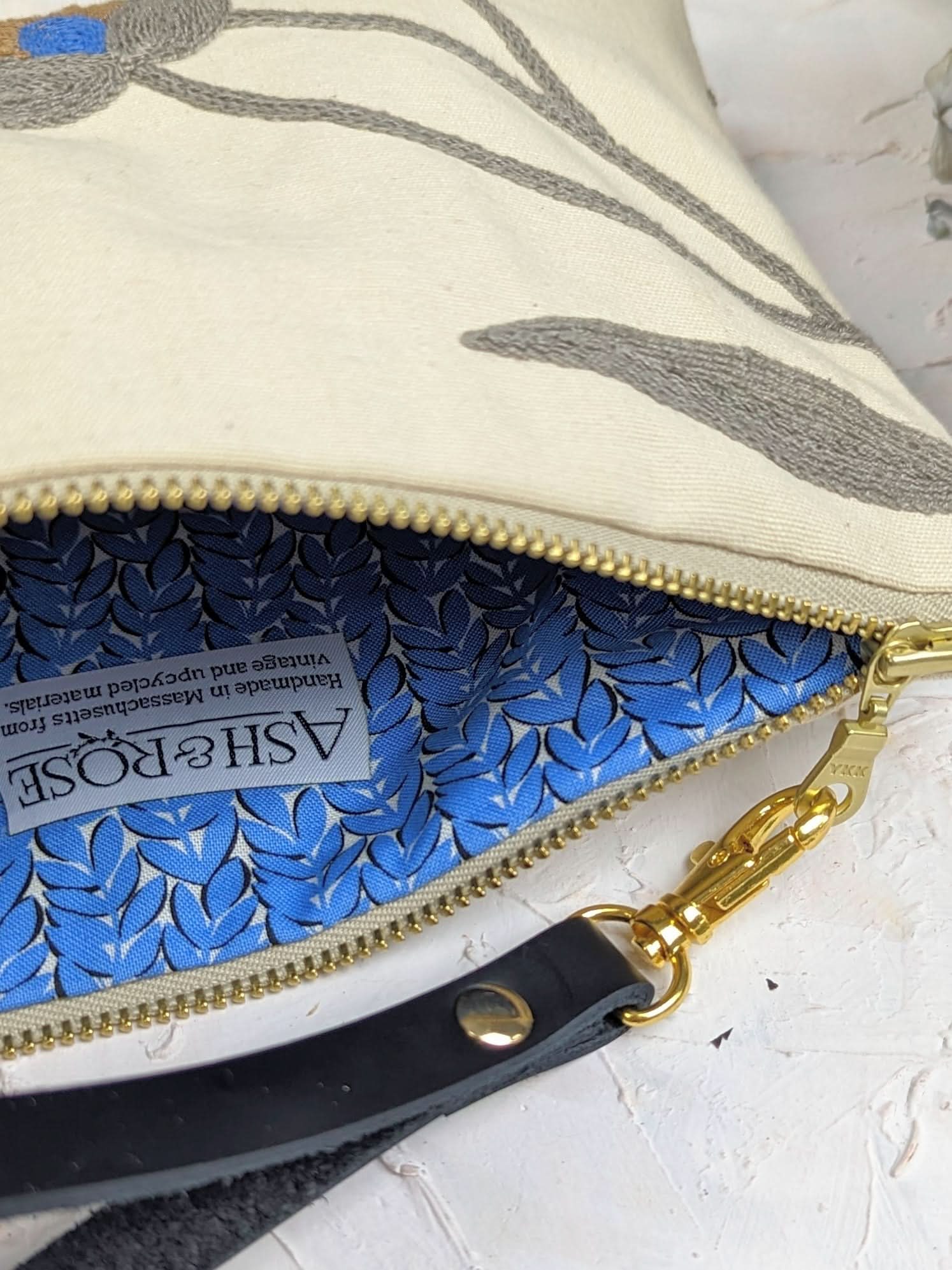 Ash &amp; Rose Blue Poppy Wristlet Purse