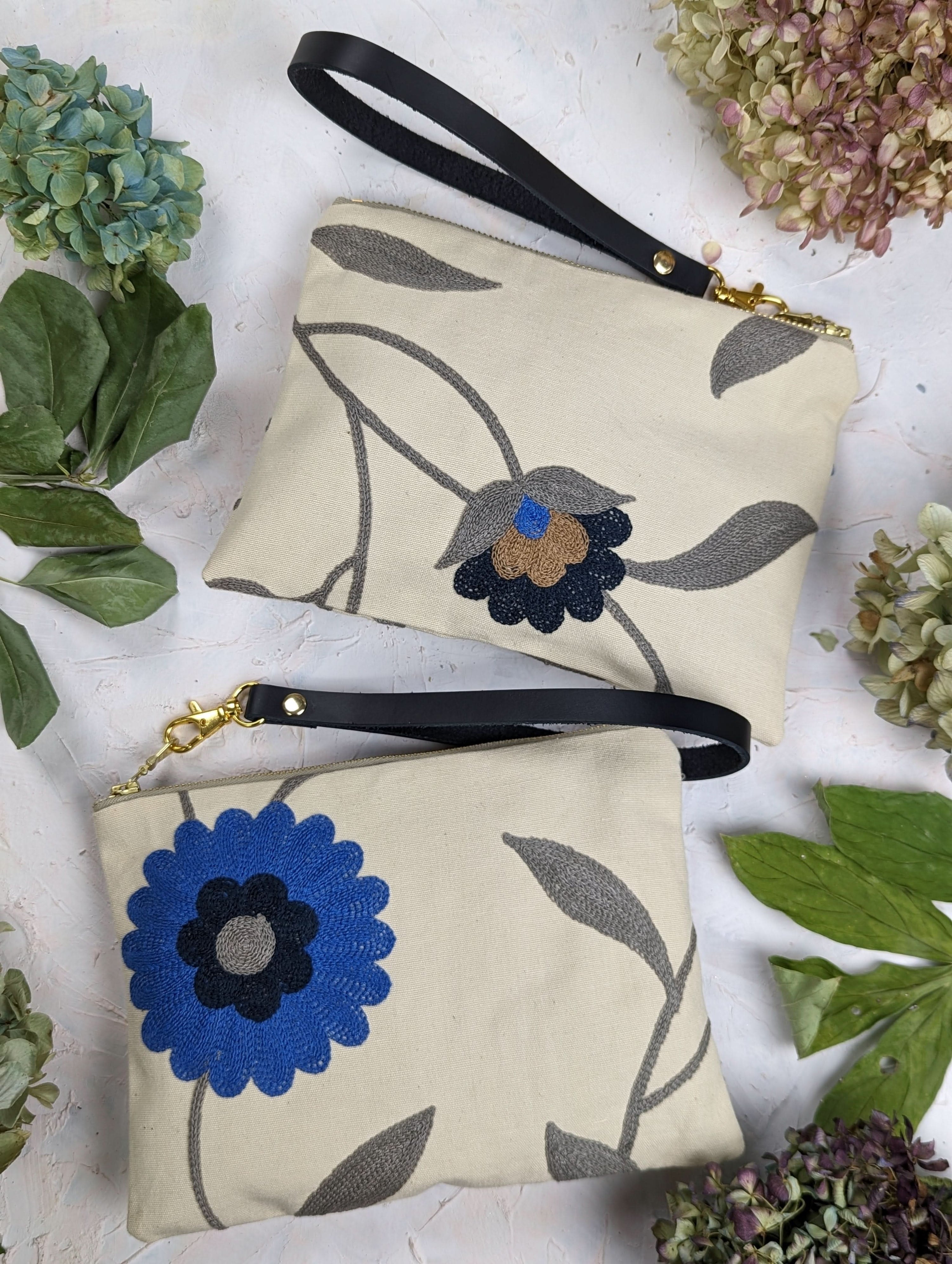 Ash &amp; Rose Blue Poppy Wristlet Purse