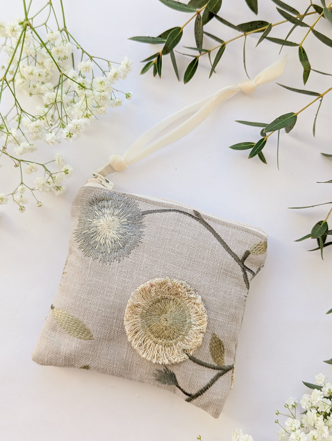 3D Flowers Embroidered Square Pouch - My American Goods