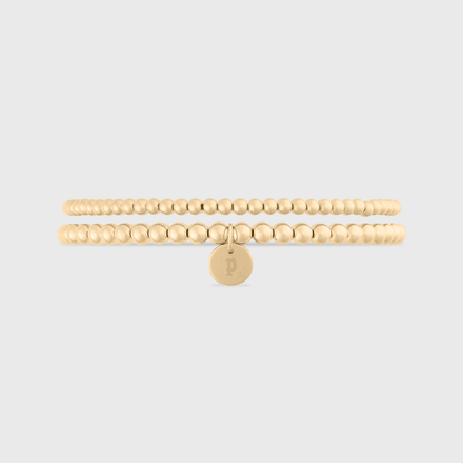 Cuffed by Nano LLC SMALL - 6.5" / p Old English Initial Juno Double Bracelet Stack (3mm + 4mm)