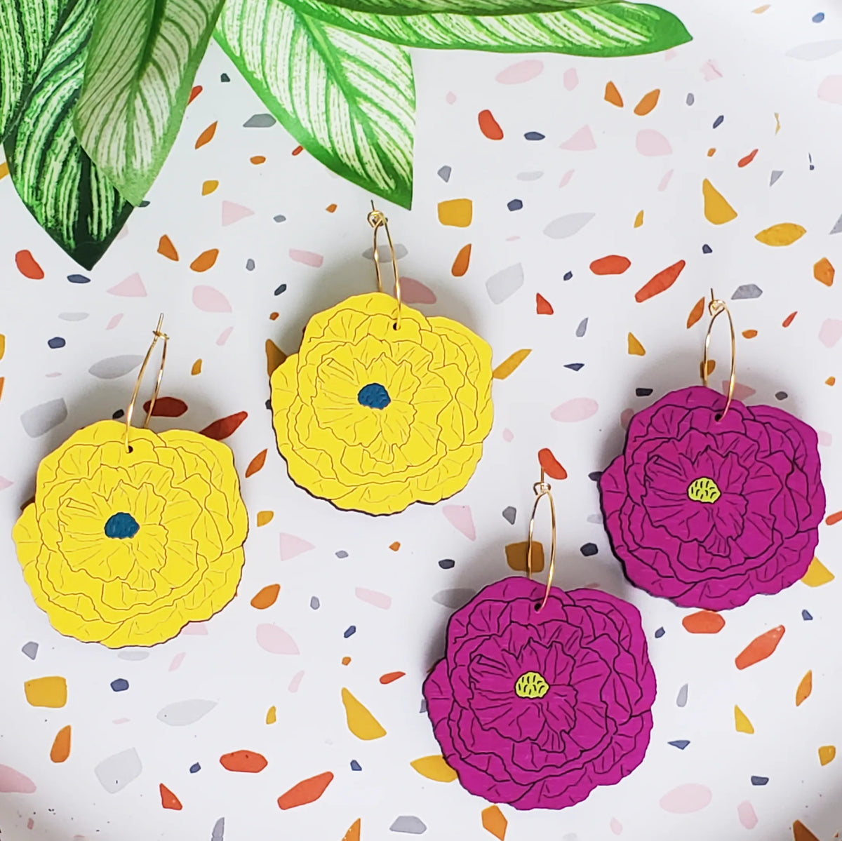 Purple Paper Flower Hoops