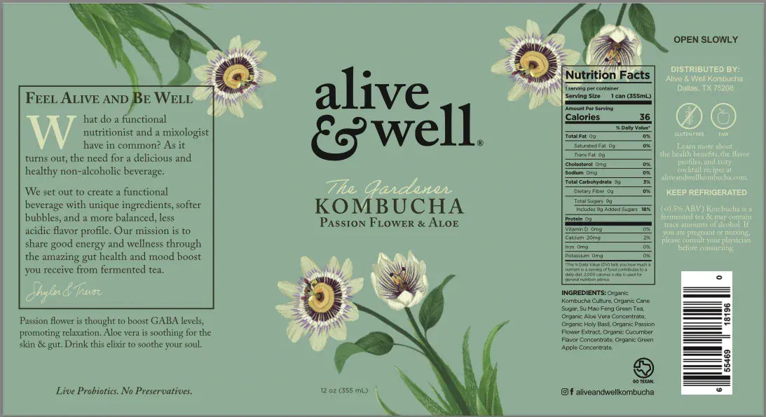 Alive &amp; Well Kombucha Kombucha Passionflower &amp; Aloe Kombucha