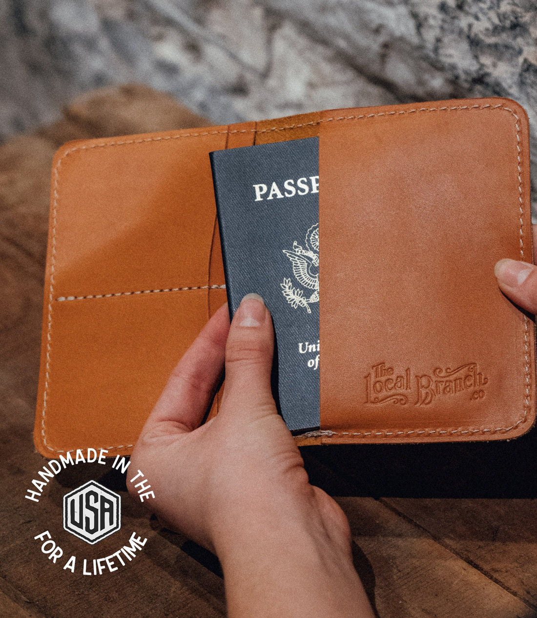 The Local Branch Leather Leather Passport Case - USA Made