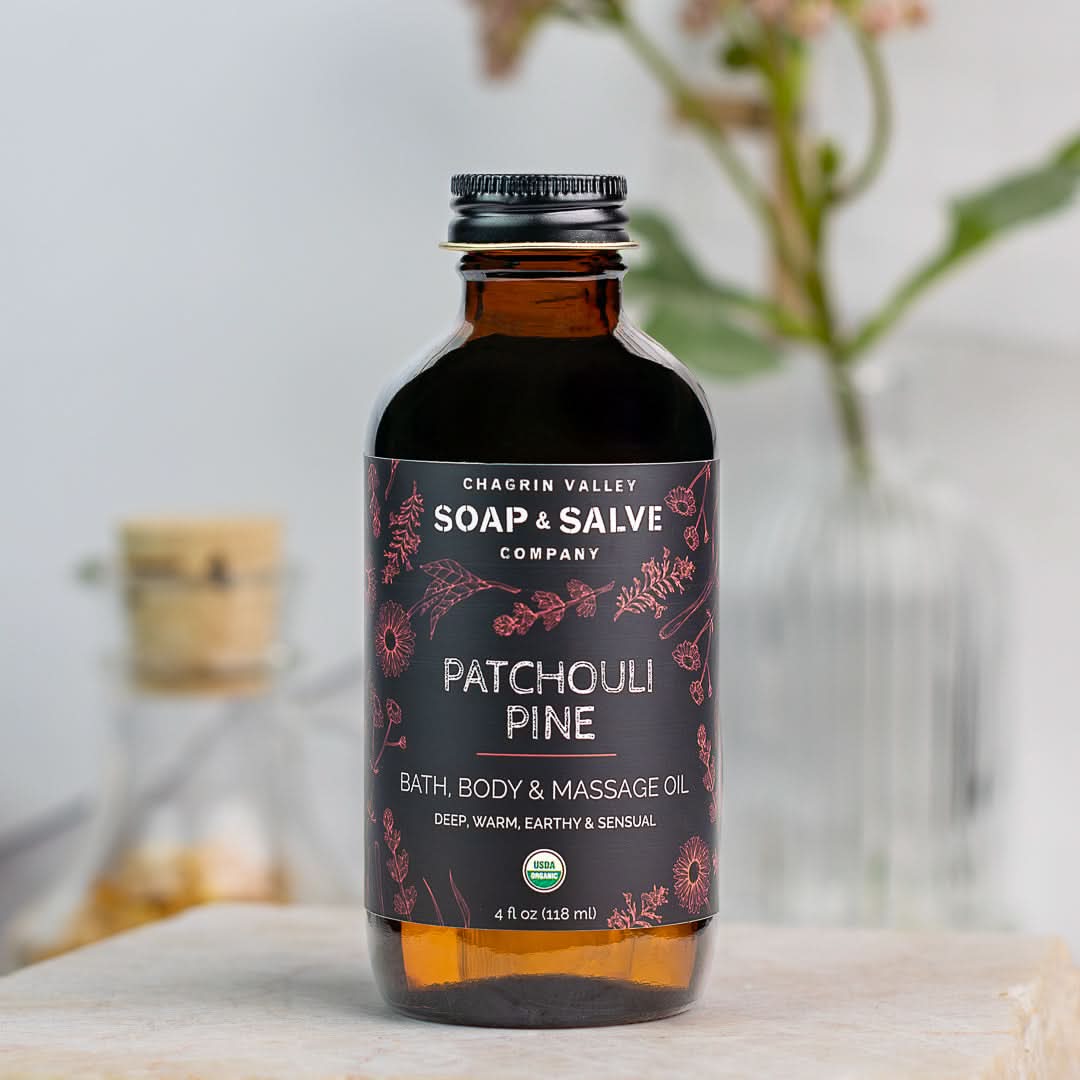 Chagrin Valley Soap &amp; Salve Body Oil 4 fl oz Glass Bottle Bath &amp; Body Oil: Patchouli Pine