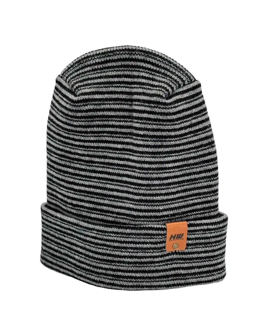 Patented H Stitch Contrast Cuffed Beanie, Black and Gray