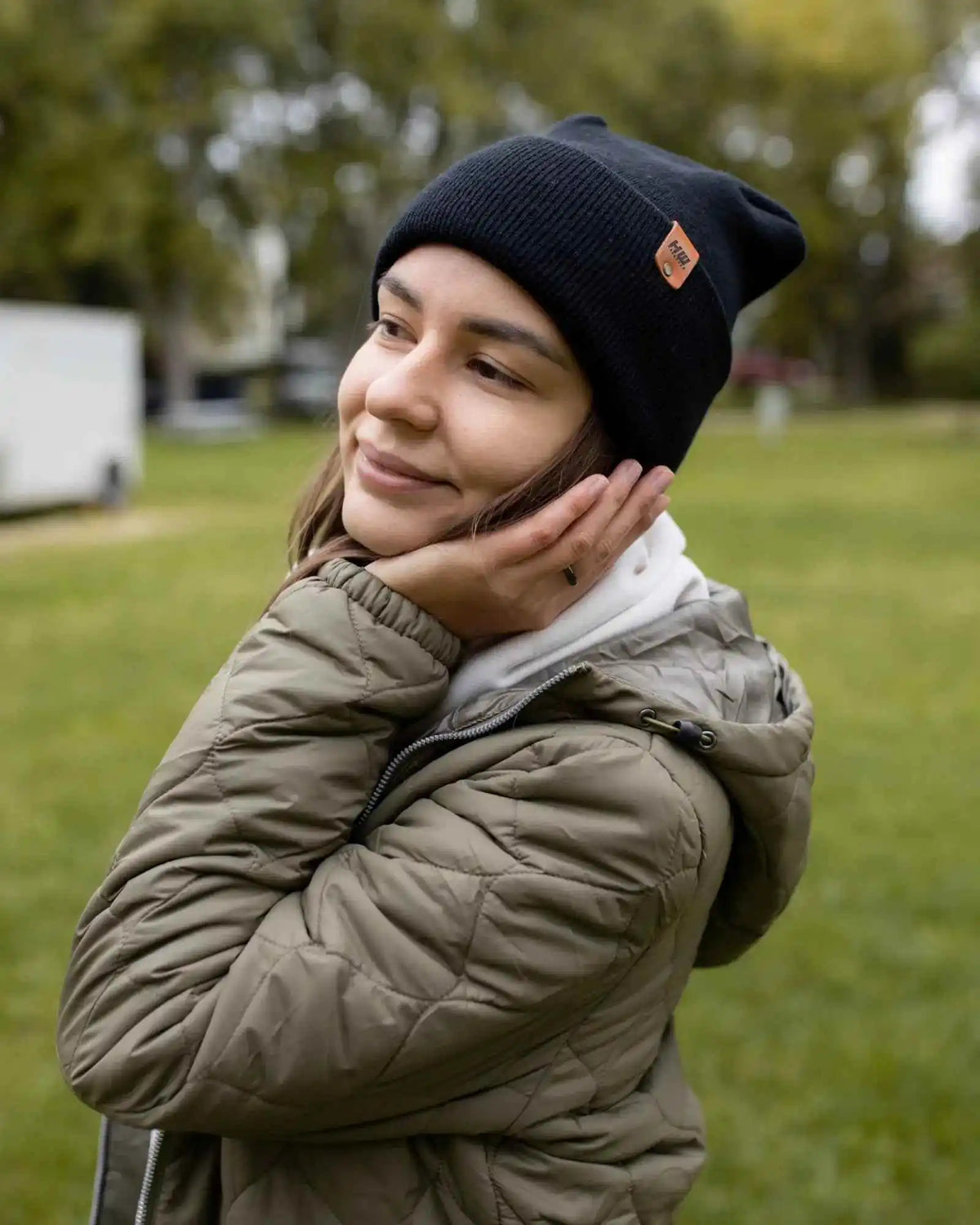 Patented H Stitch Cuffed Beanie, Midnight Black