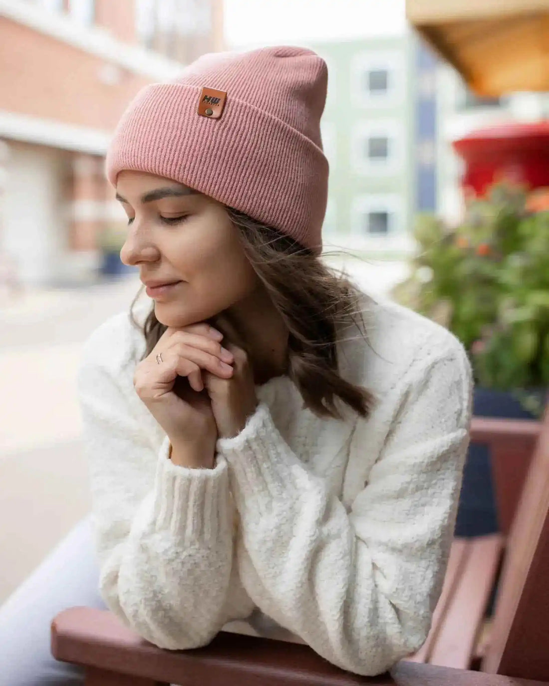 Patented H Stitch Cuffed Beanie, Pearl Pink