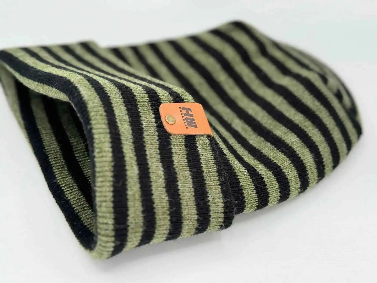Patented H Stitch RoRo Cuffed Beanie, Black and Green