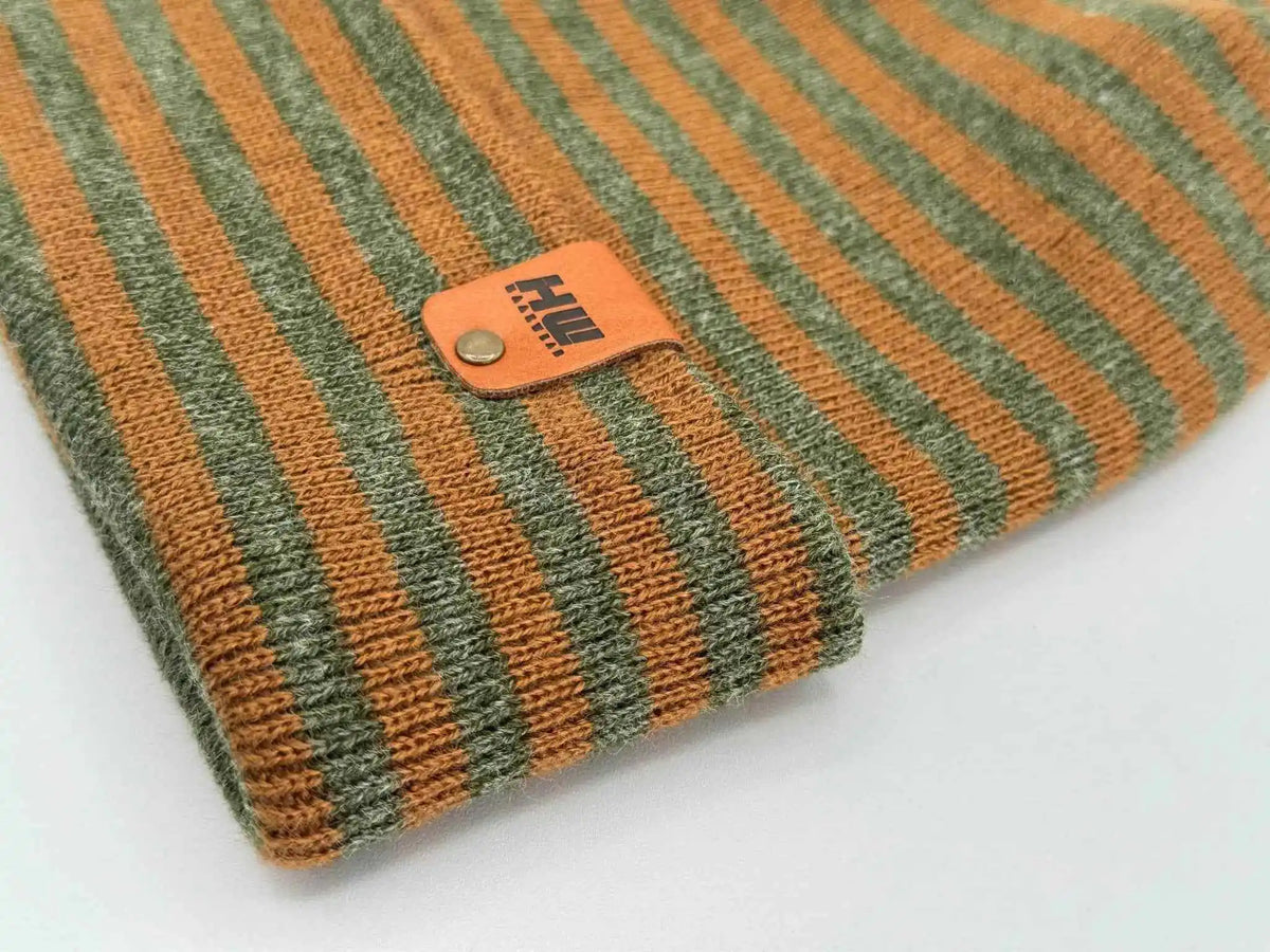 Patented H Stitch RoRo Cuffed Beanie, Brown and Green