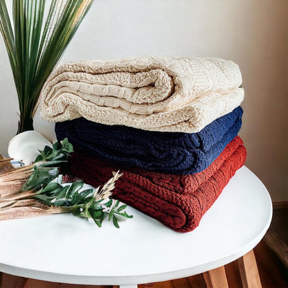 Gia Roma Throw Blanket Claret Knit Sweater Throw