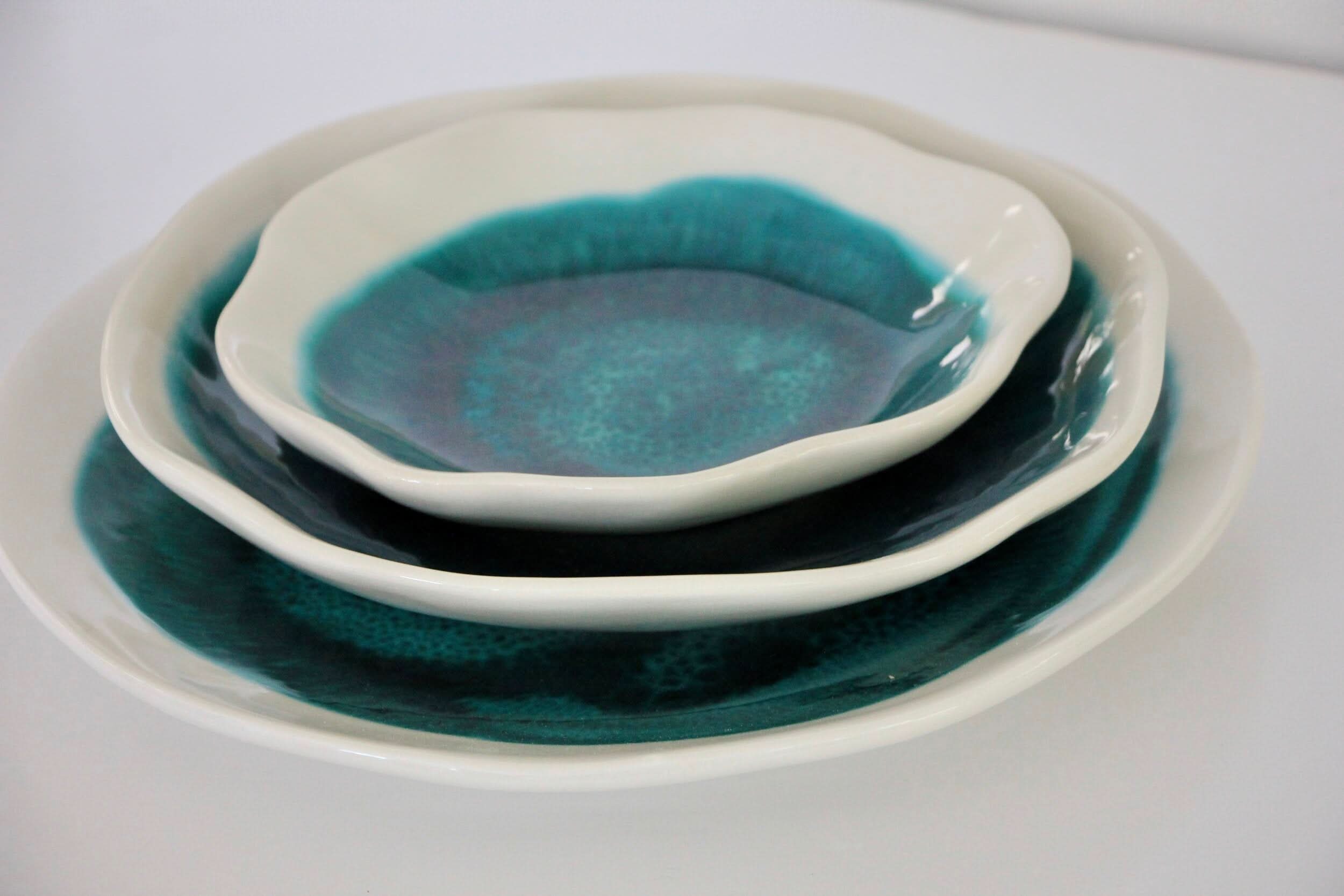 prodigalpottery Ceramic Green Sapphire Set Artisan Dinner Set