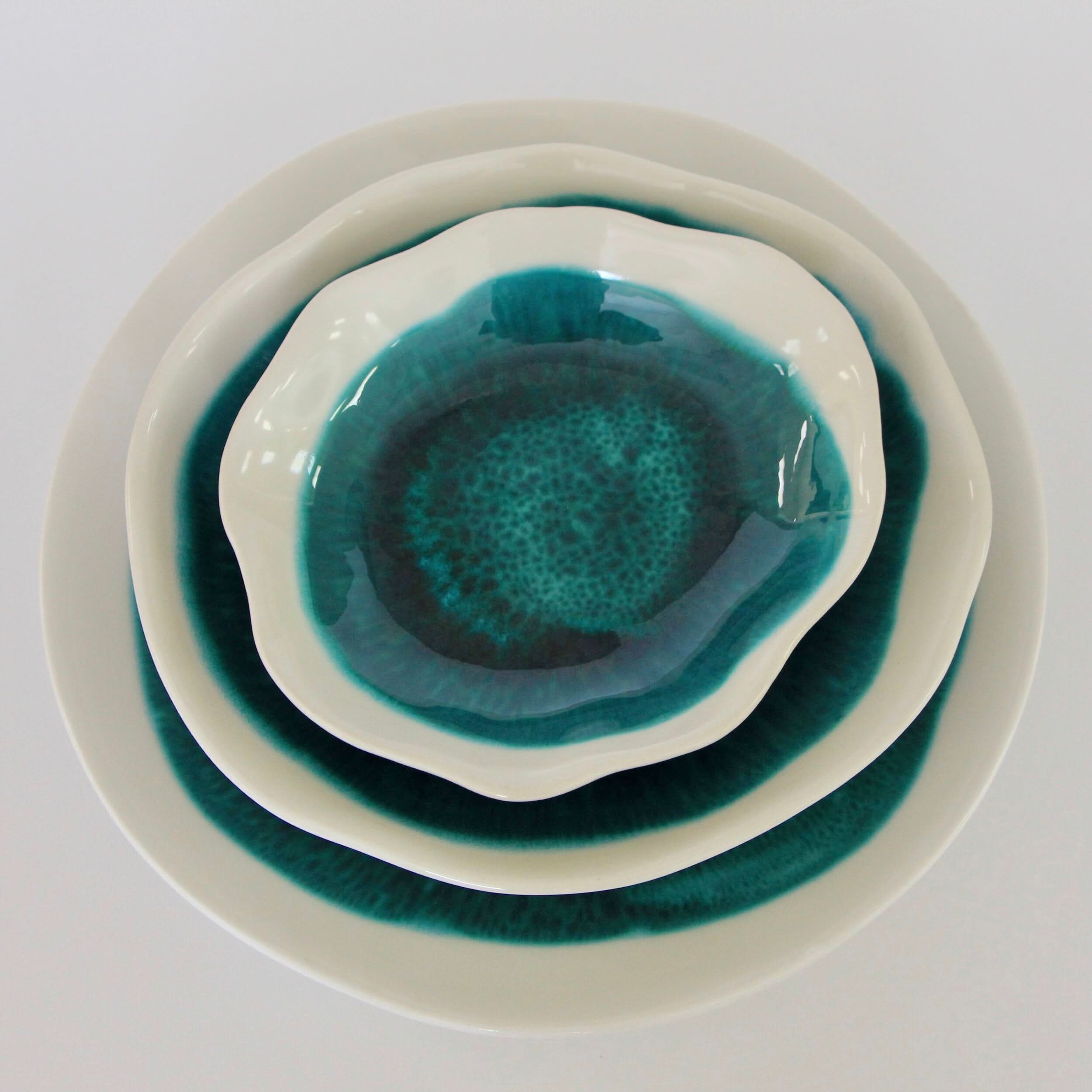 prodigalpottery Ceramic Green Sapphire Artisan Dinner Plate
