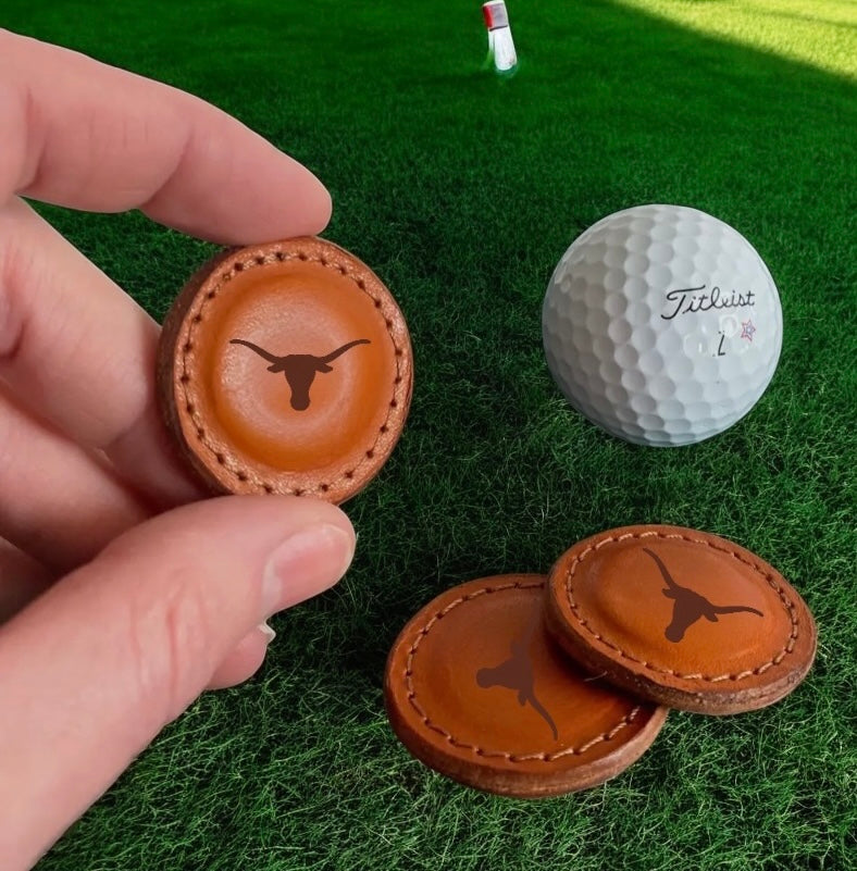 Texas Longhorn Leather Golf Ball Marker (Set of 2)