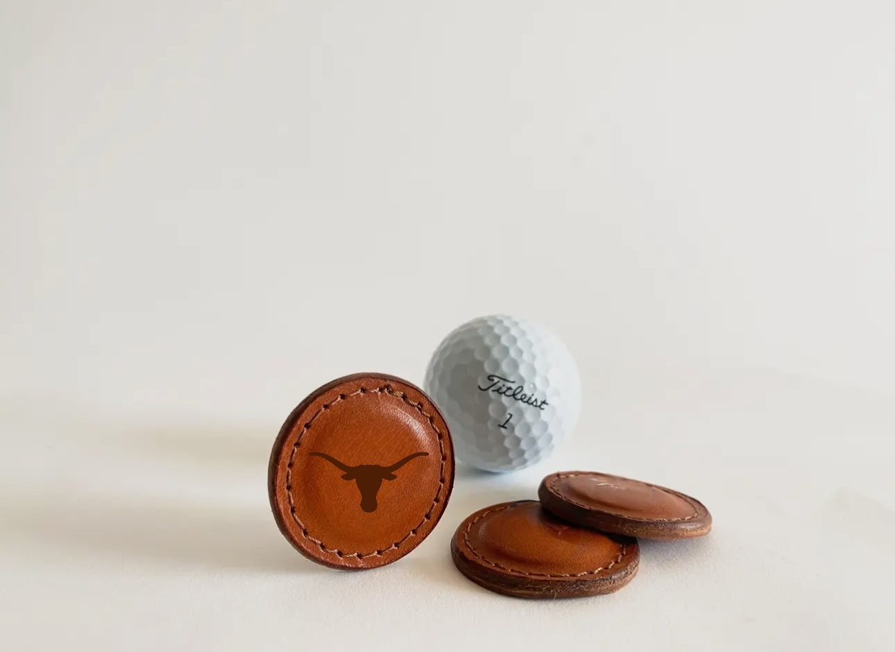 Texas Longhorn Leather Golf Ball Marker (Set of 2)