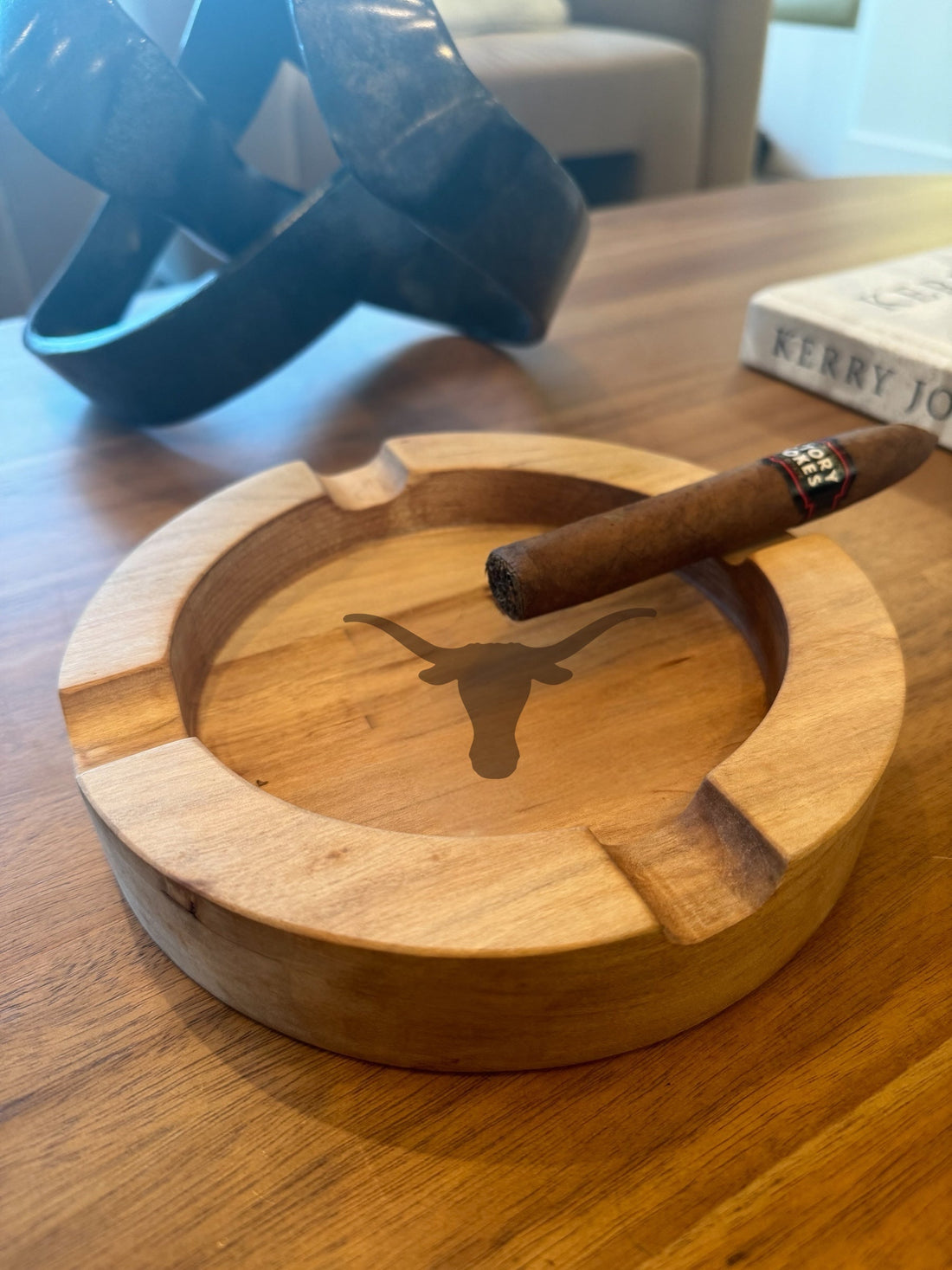 Texas Longhorns Maple Wood Cigar Ashtray