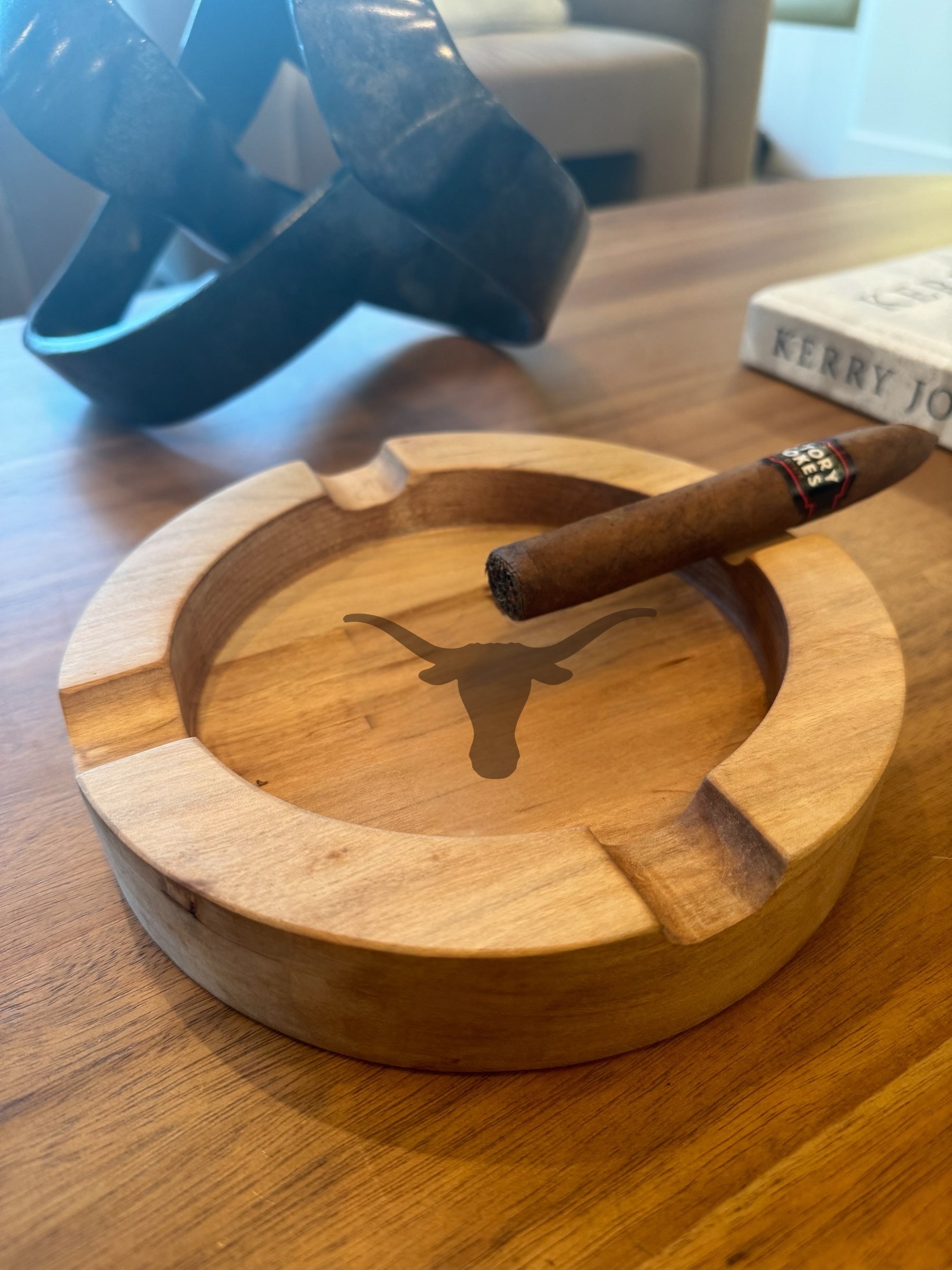 Texas Longhorns Maple Wood Cigar Ashtray