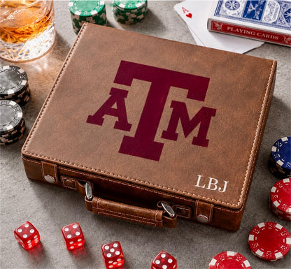Officially Licensed Texas A&amp;M University 100 Chip Leather Poker Set