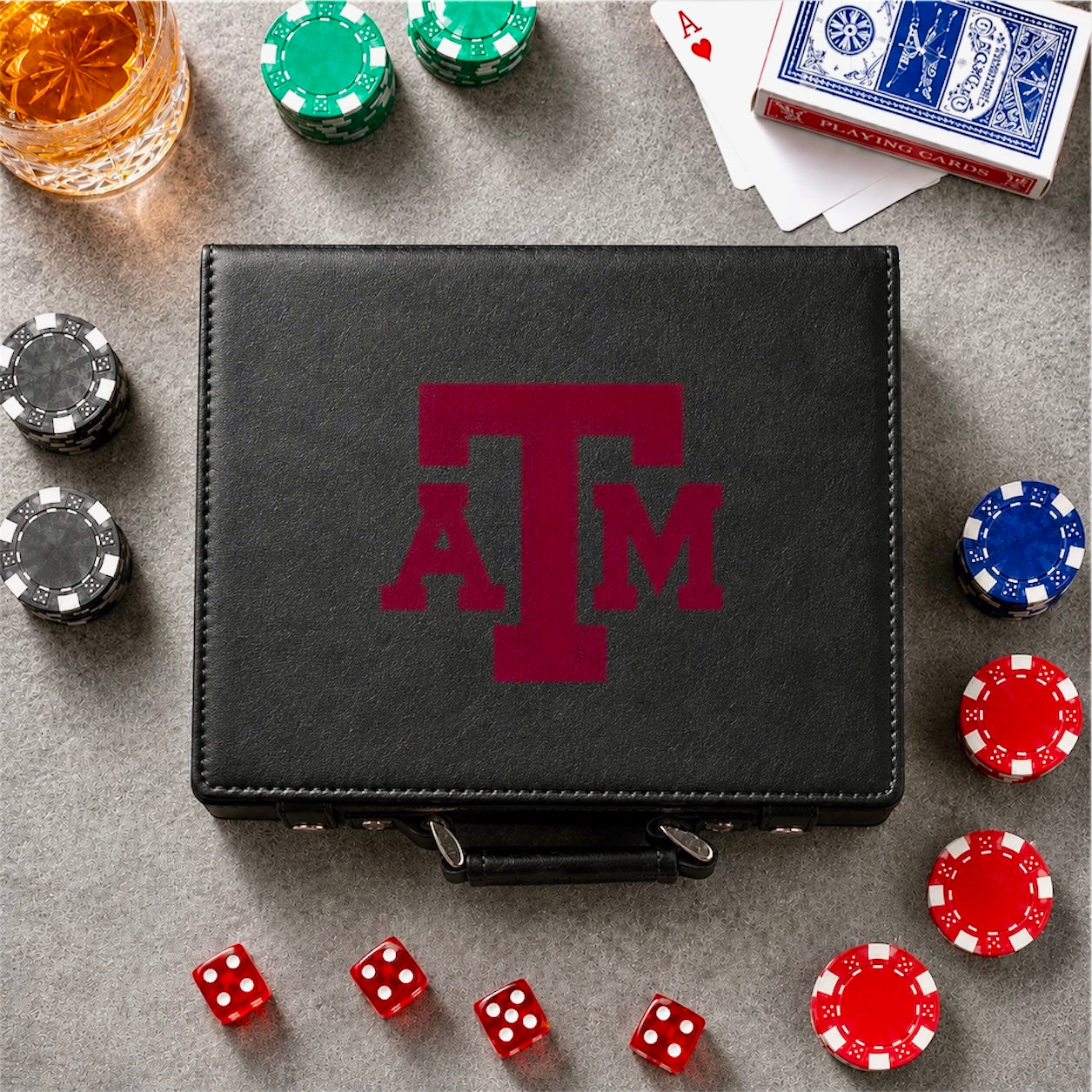 Officially Licensed Texas A&amp;M University 100 Chip Leather Poker Set
