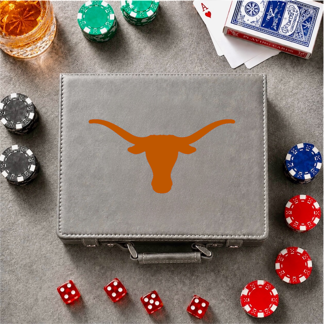 Texas Longhorn Color Printed 100 Chip Poker Set