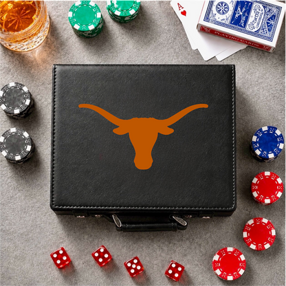 Texas Longhorn Color Printed 100 Chip Poker Set