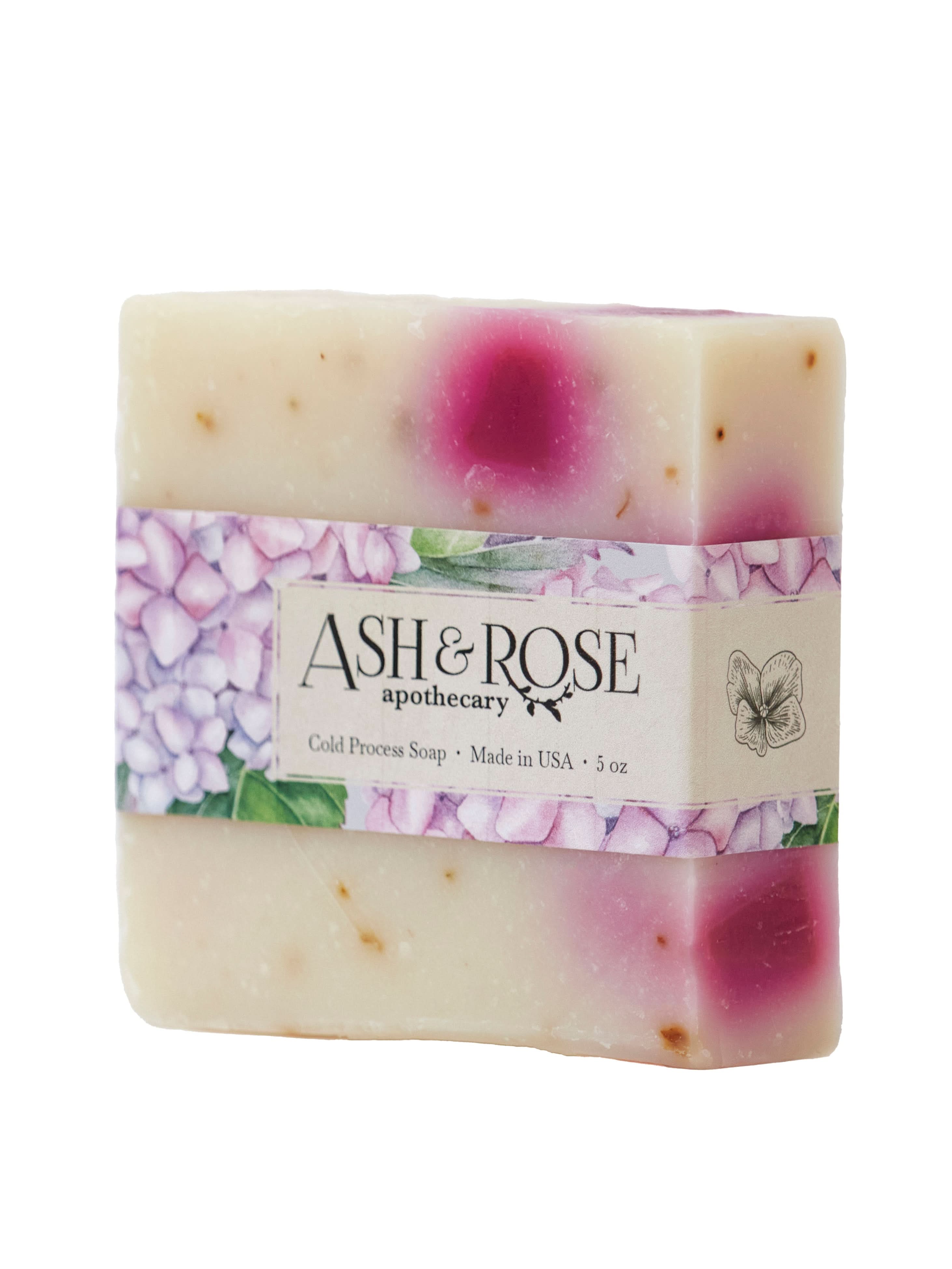 Ash &amp; Rose Bar Soap Pink Hydrangea Soap Scrub Bar