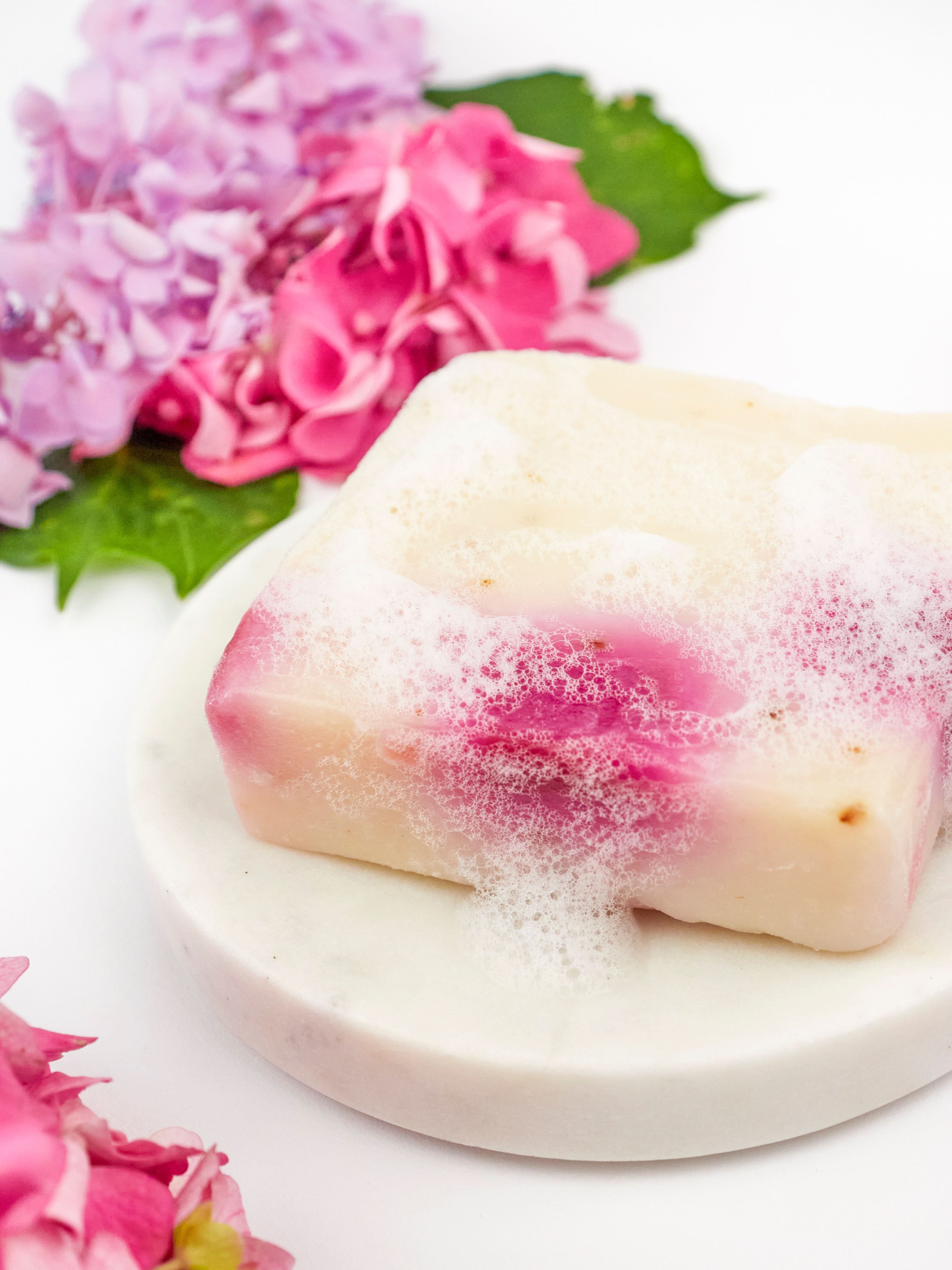 Ash &amp; Rose Bar Soap Pink Hydrangea Soap Scrub Bar