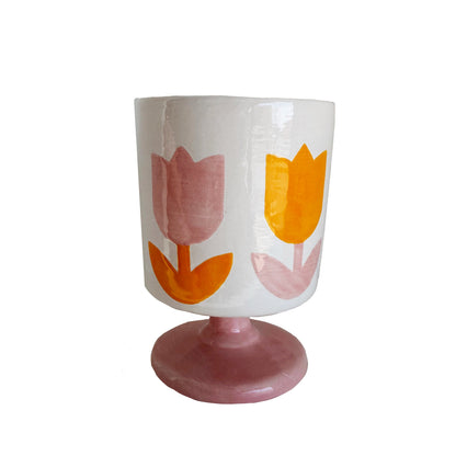 Ruby Clay Company Vases Bright Pink and Orange with Pink Stem Tulip Fever Classic Cup