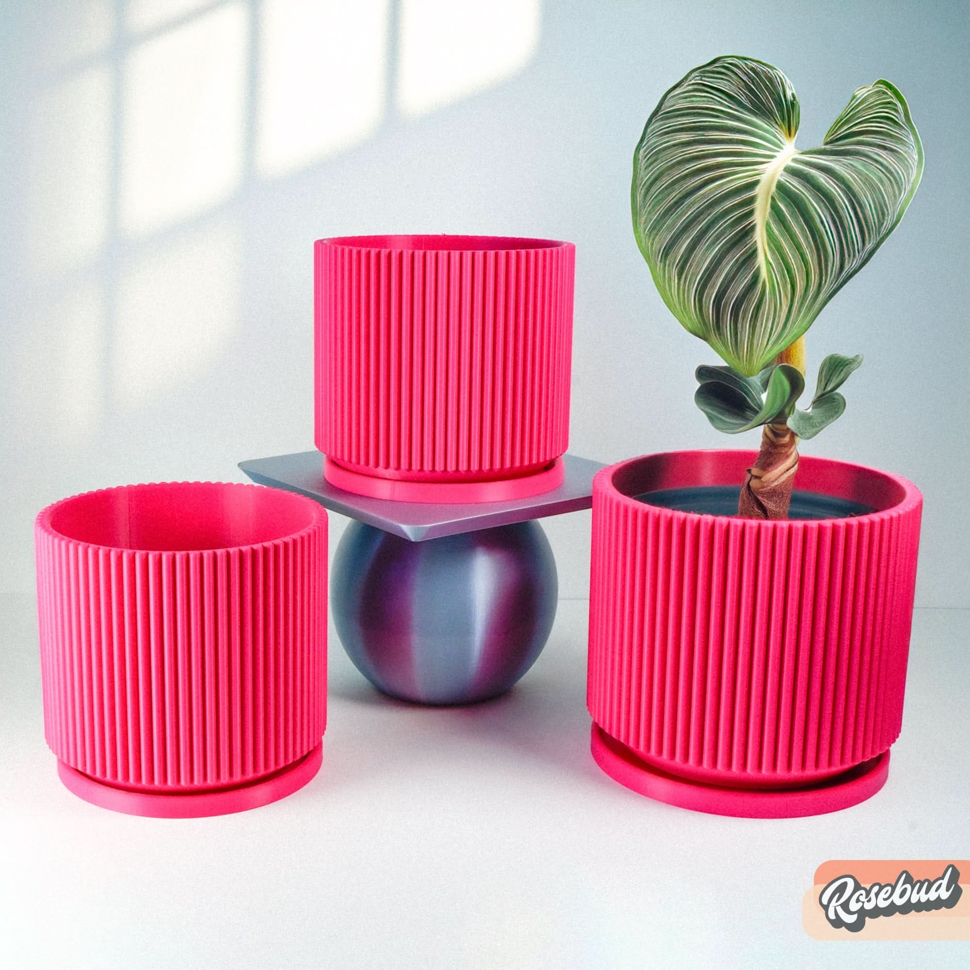 Rosebud HomeGoods Pots &amp; Planters Mid-Century Ribbed Planter