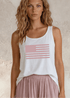 Crazy Cozy Cool Sleeveless Tops and Tanks White / Pink USA Flag / Small Patriotic Pink USA Flag Cotton Tank Made in USA