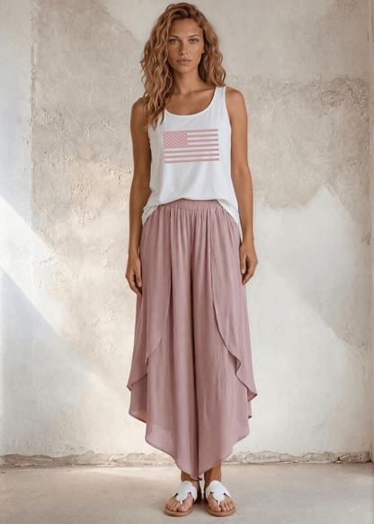 Crazy Cozy Cool Sleeveless Tops and Tanks Patriotic Pink USA Flag Cotton Tank Made in USA